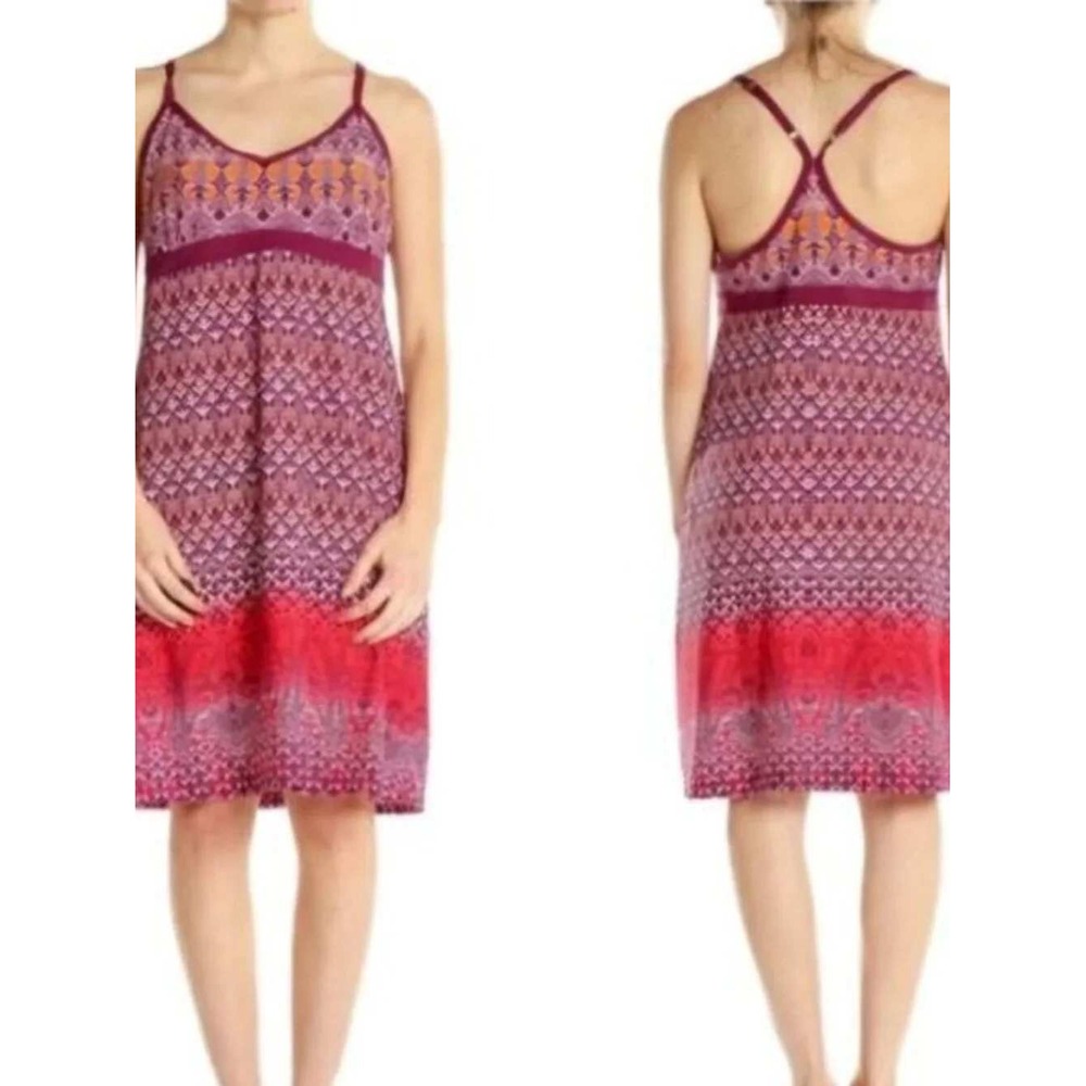 Athleta Geometric Paisley Swim Dress XS Purple Orange Red Racerback Mini